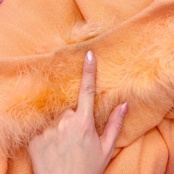 Vintage orange belted robe with feather trim - fits like a medium - Picture 5 of 7